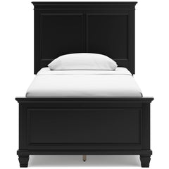 Lanolee Black Twin Panel 6-Piece Bedroom Set w/ 2 Nightstands - Ornate Home