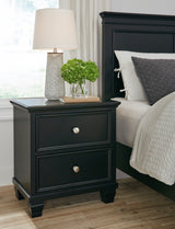 Lanolee Black Twin Panel 6-Piece Bedroom Set w/ 2 Nightstands - Ornate Home