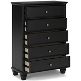 Lanolee Black Twin Panel 5-Piece Bedroom Set - Ornate Home