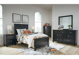 Lanolee Black Twin Panel 6-Piece Bedroom Set w/ 2 Nightstands (Online Special Price) - Ornate Home