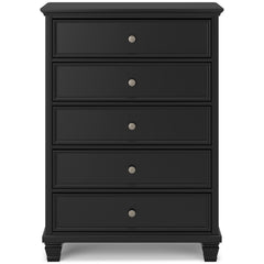 Lanolee Black Twin Panel 5-Piece Bedroom Set - Ornate Home
