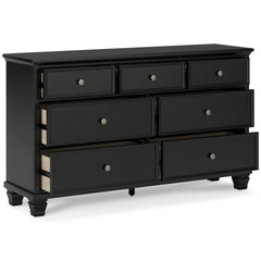Lanolee Black Twin Panel 6-Piece Bedroom Set w/ 2 Nightstands - Ornate Home