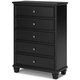 Lanolee Black Twin Panel 6-Piece Bedroom Set w/ 2 Nightstands - Ornate Home
