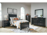 Lanolee Black Twin Panel 5-Piece Bedroom Set - Ornate Home