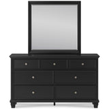 Lanolee Black Full Panel Bed with Mirrored Dresser and Nightstand - Ornate Home
