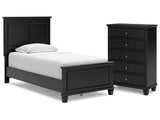 Lanolee Black Twin Panel Bedroom Set with Chest (Online Special Price) - Ornate Home