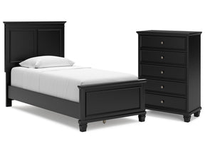 Lanolee Black Twin Panel Bedroom Set with Chest (Online Special Price) - Ornate Home