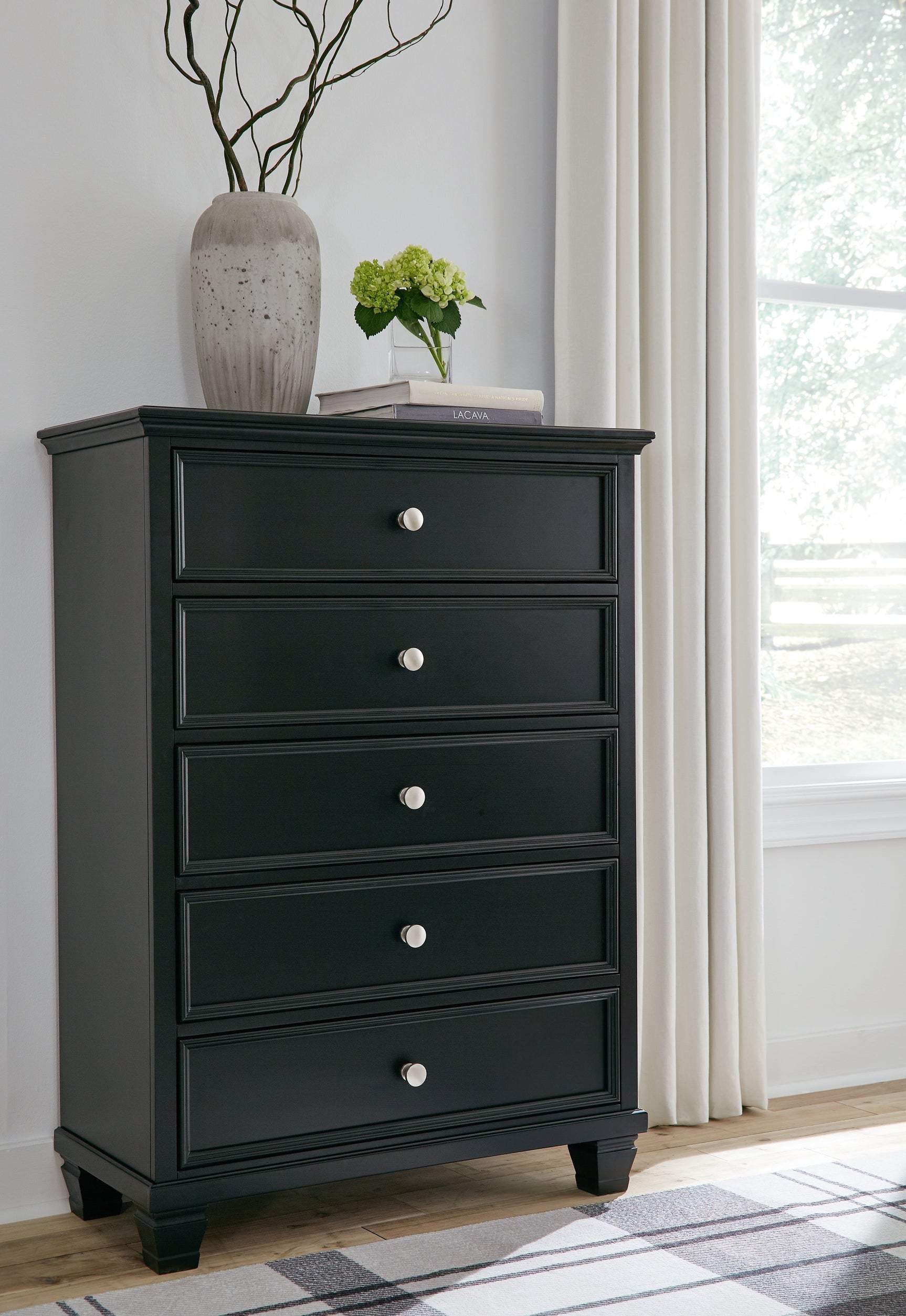 Lanolee Black Twin Panel Bedroom Set with Chest (Online Special Price) - Ornate Home