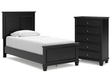 Lanolee Black Twin Panel Bedroom Set with Chest - Ornate Home