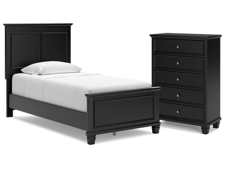 Lanolee Black Twin Panel Bedroom Set with Chest - Ornate Home