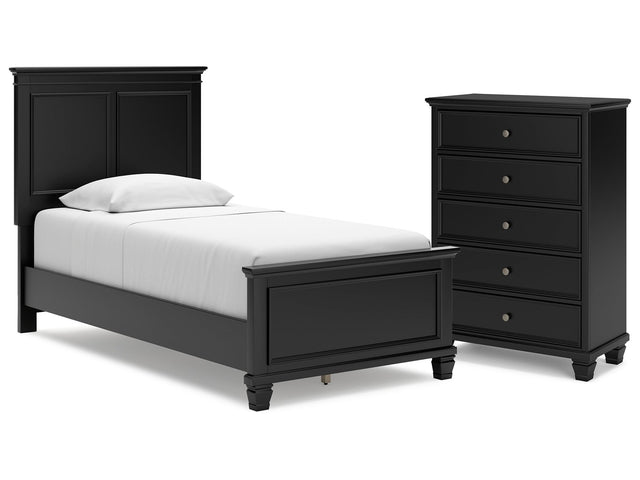 Lanolee Black Twin Panel Bedroom Set with Chest - Ornate Home