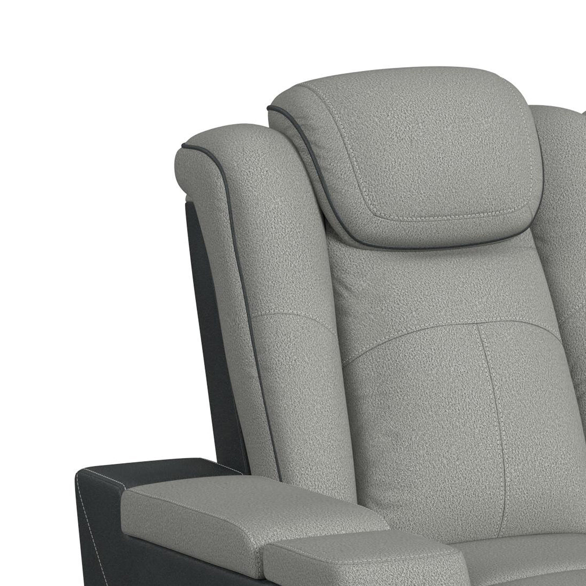 Lantana Rocky Cement/Charcoal Power Motion Loveseat with Power Headrest, LED, and Console - Ornate Home