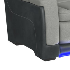 Lantana Rocky Cement/Charcoal Power Motion Loveseat with Power Headrest, LED, and Console - Ornate Home