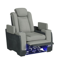 Lantana Rocky Cement/Charcoal Power Motion Recliner with Power Headrest, LED, Wireless Charger and Cup Holder - Ornate Home