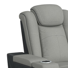 Lantana Rocky Cement/Charcoal Power Motion Recliner with Power Headrest, LED, Wireless Charger and Cup Holder - Ornate Home