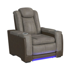 Lantana Rocky Grey/Brown Power Motion Recliner with Power Headrest, LED, wireless Charger and Cup Holder - Ornate Home