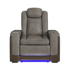 Lantana Rocky Grey/Brown Power Motion Recliner with Power Headrest, LED, wireless Charger and Cup Holder - Ornate Home