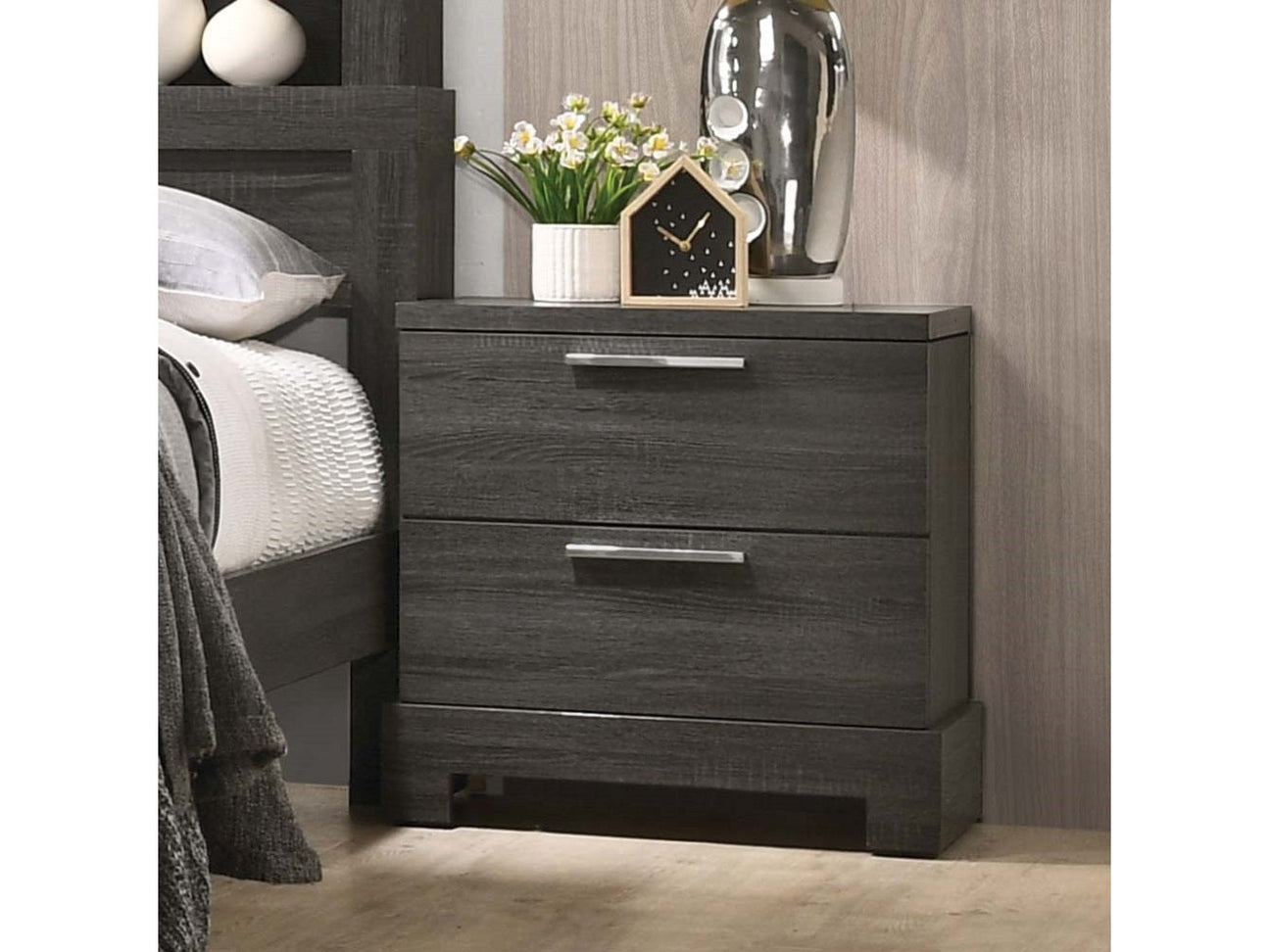Lantha Gray Oak Nightstand - Ornate Home
