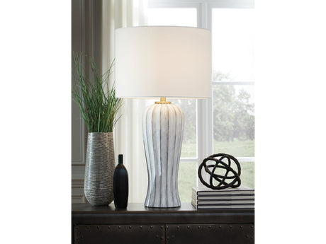 Lanwell Antique Gray Poly Table Lamp (Online Special Price) - Ornate Home