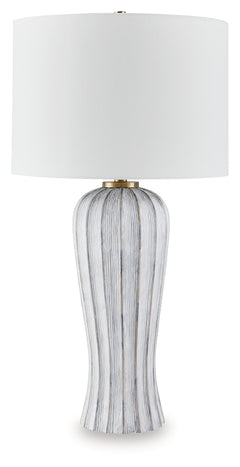 Lanwell Antique Gray Poly Table Lamp - Ornate Home