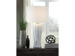 Lanwell Antique Gray Poly Table Lamp - Ornate Home