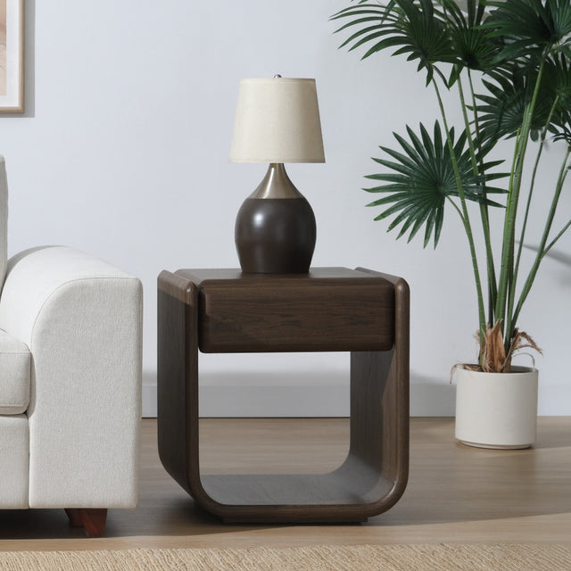 Lanza Dark Walnut End Table w/Drawer - Ornate Home