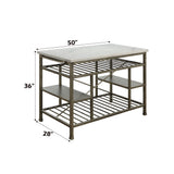 Lanzo Marble & Antique Pewter Kitchen Island (Counter) - Ornate Home