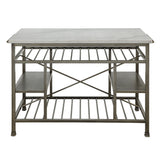Lanzo Marble & Antique Pewter Kitchen Island (Counter) - Ornate Home