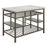 Lanzo Marble & Antique Pewter Kitchen Island (Counter) - Ornate Home
