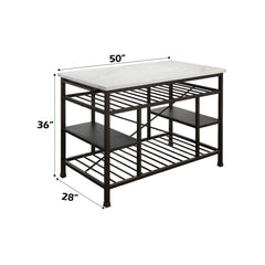 Lanzo Marble & Gunmetal Kitchen Island (Counter) - Ornate Home