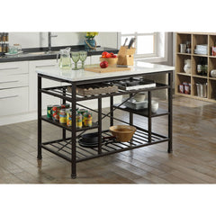 Lanzo Marble & Gunmetal Kitchen Island (Counter) - Ornate Home