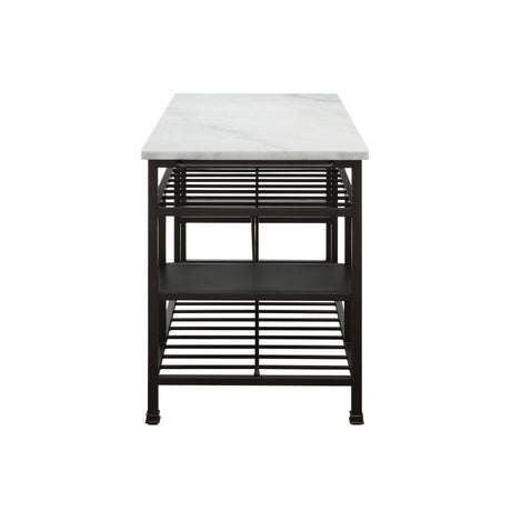 Lanzo Marble & Gunmetal Kitchen Island (Counter) - Ornate Home