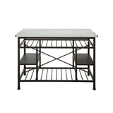 Lanzo Marble & Gunmetal Kitchen Island (Counter) - Ornate Home