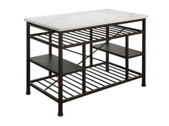 Lanzo Marble & Gunmetal Kitchen Island (Counter) - Ornate Home