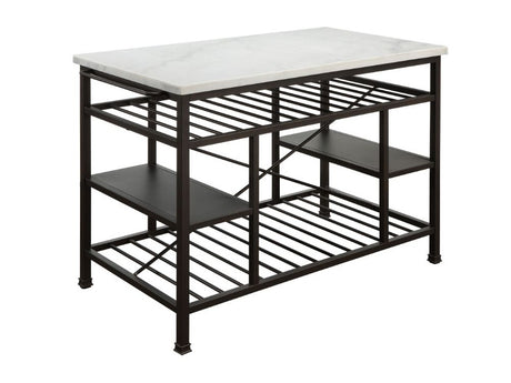 Lanzo Marble & Gunmetal Kitchen Island (Counter) - Ornate Home