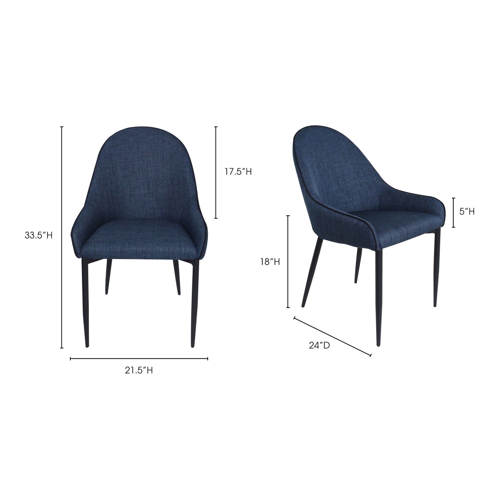 Lapis Dark Blue Dining Chair (Set of 2) - Ornate Home