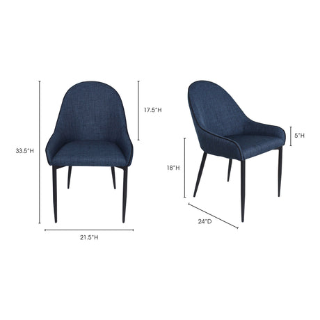 Lapis Dark Blue Dining Chair (Set of 2) - Ornate Home
