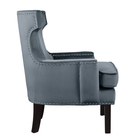 Lapis Gray Velvet Accent Chair - Ornate Home