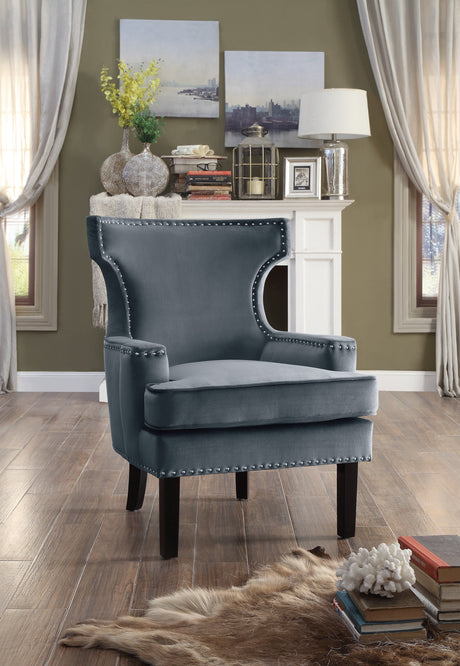 Lapis Gray Velvet Accent Chair - Ornate Home