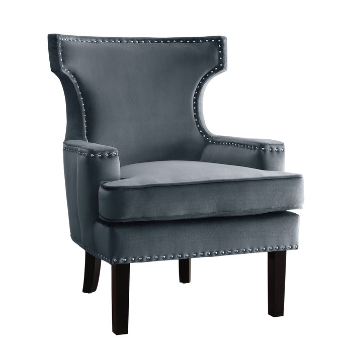 Lapis Gray Velvet Accent Chair - Ornate Home