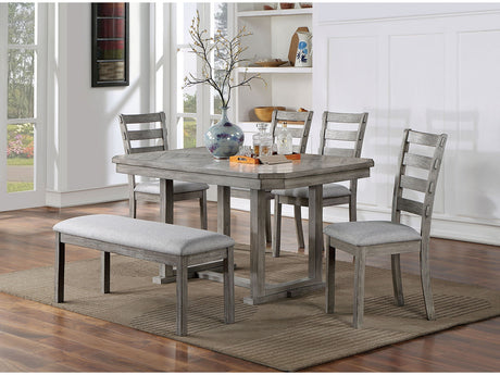Laquila Gray 6 Pc. Dining Room Set w/ Bench - Ornate Home