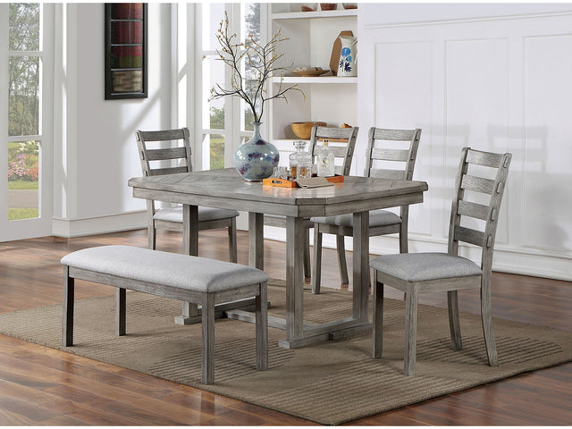 Laquila Gray 6 Pc. Dining Room Set w/ Bench - Ornate Home