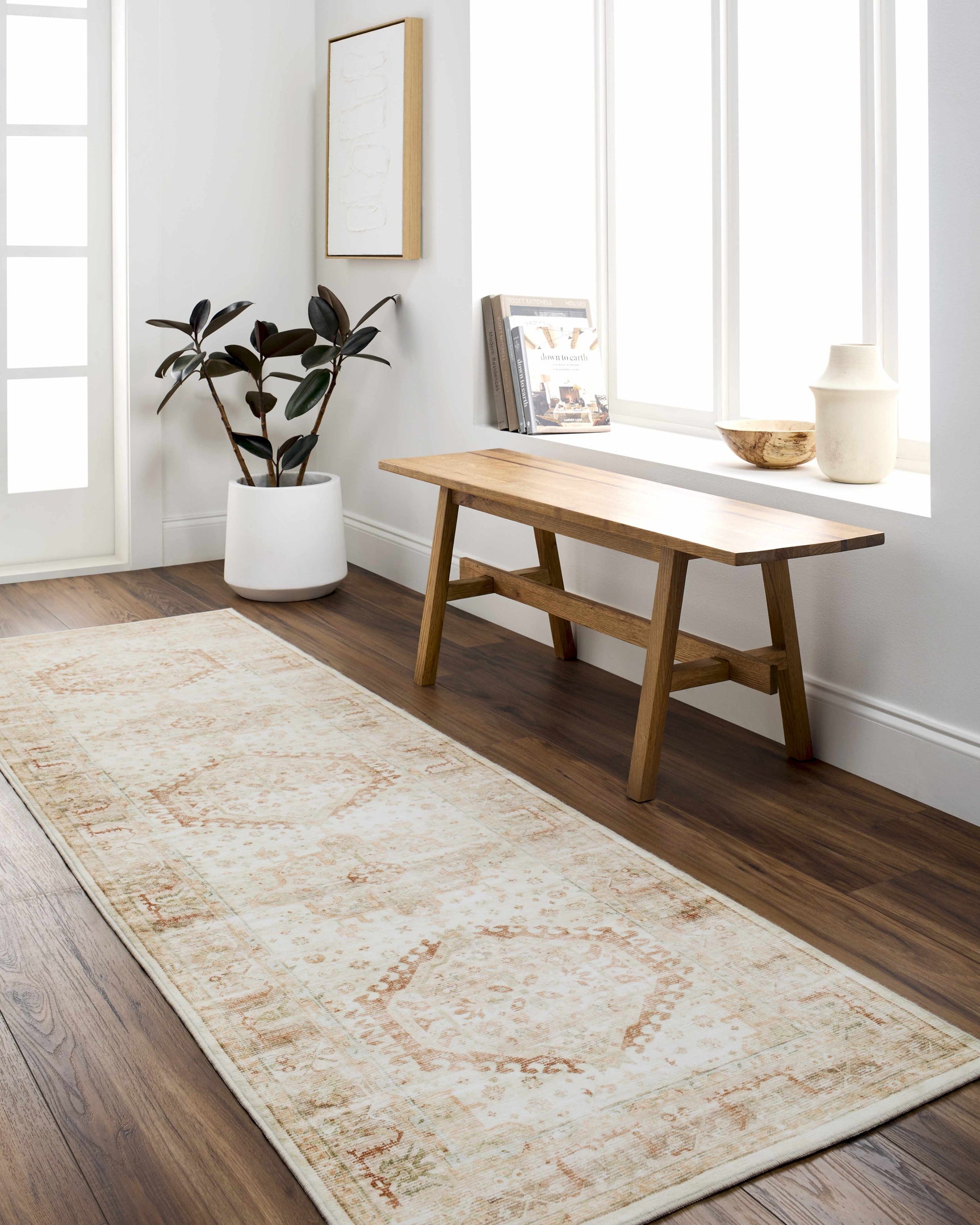 Laran Rust Distressed Washable Area Rug - Clearance - Ornate Home