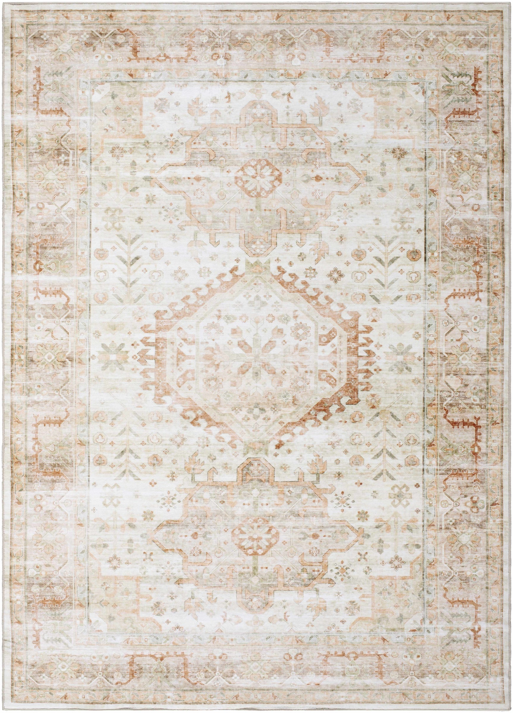 Laran Rust Distressed Washable Area Rug - Clearance - Ornate Home