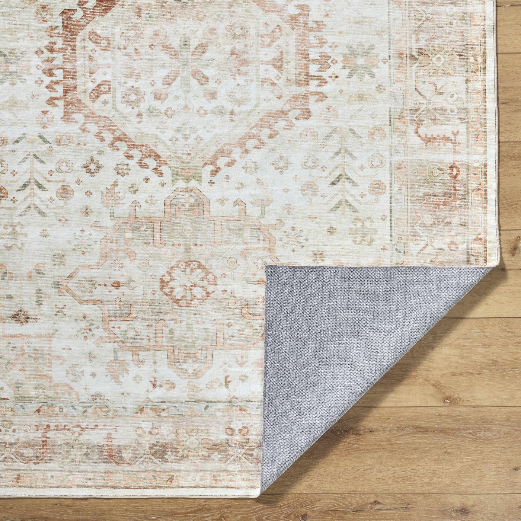 Laran Rust Distressed Washable Area Rug - Clearance - Ornate Home