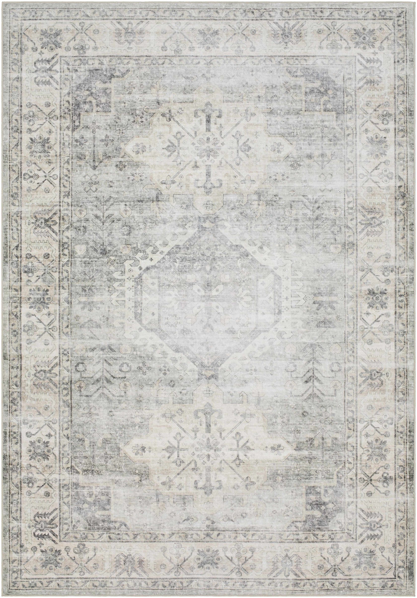 Laran Sage Distressed Washable Area Rug - Clearance - Ornate Home