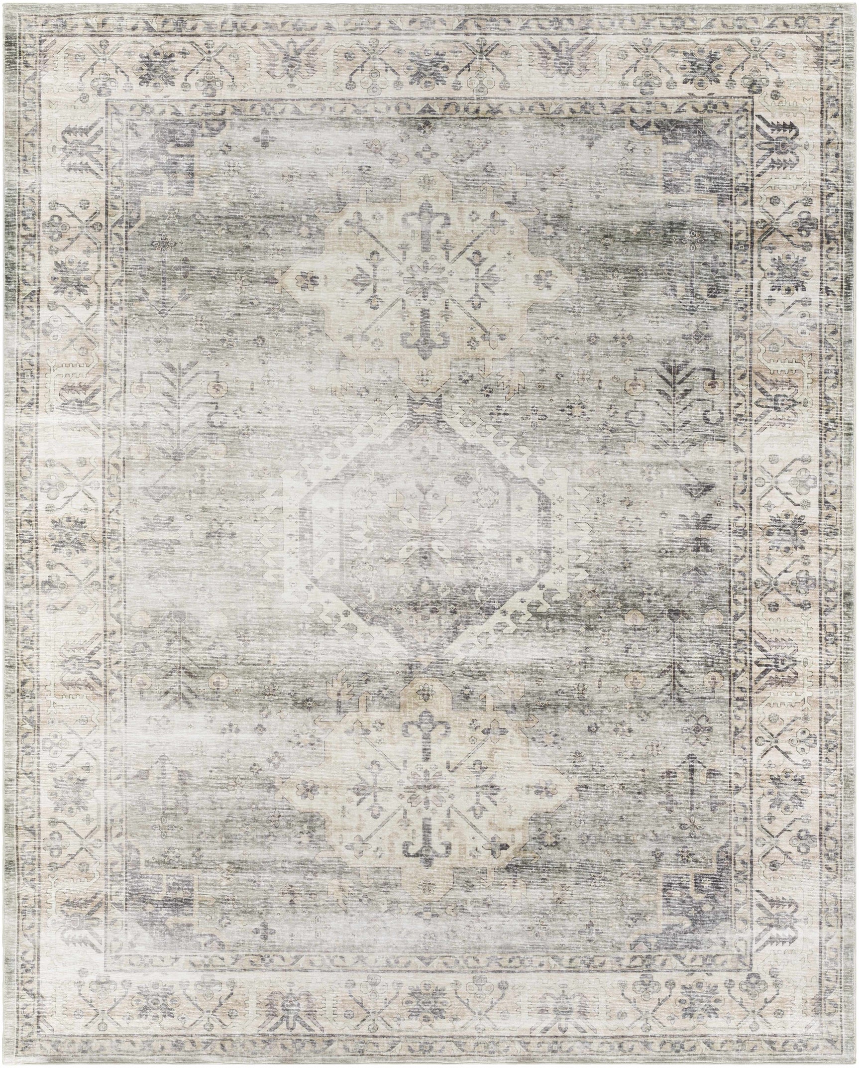 Laran Sage Distressed Washable Area Rug - Clearance - Ornate Home