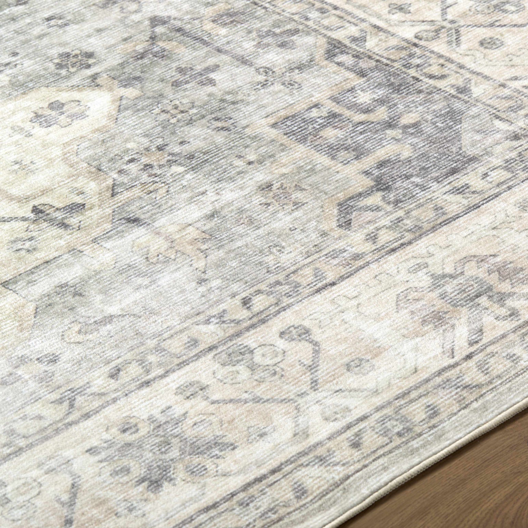 Laran Sage Distressed Washable Area Rug - Clearance - Ornate Home