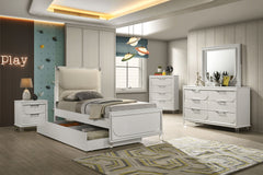 Lareina Pearl White Full Bed w/Trundle - Ornate Home
