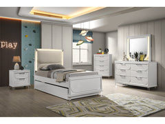 Lareina Pearl White Twin 4 Piece Bedroom Set - Ornate Home